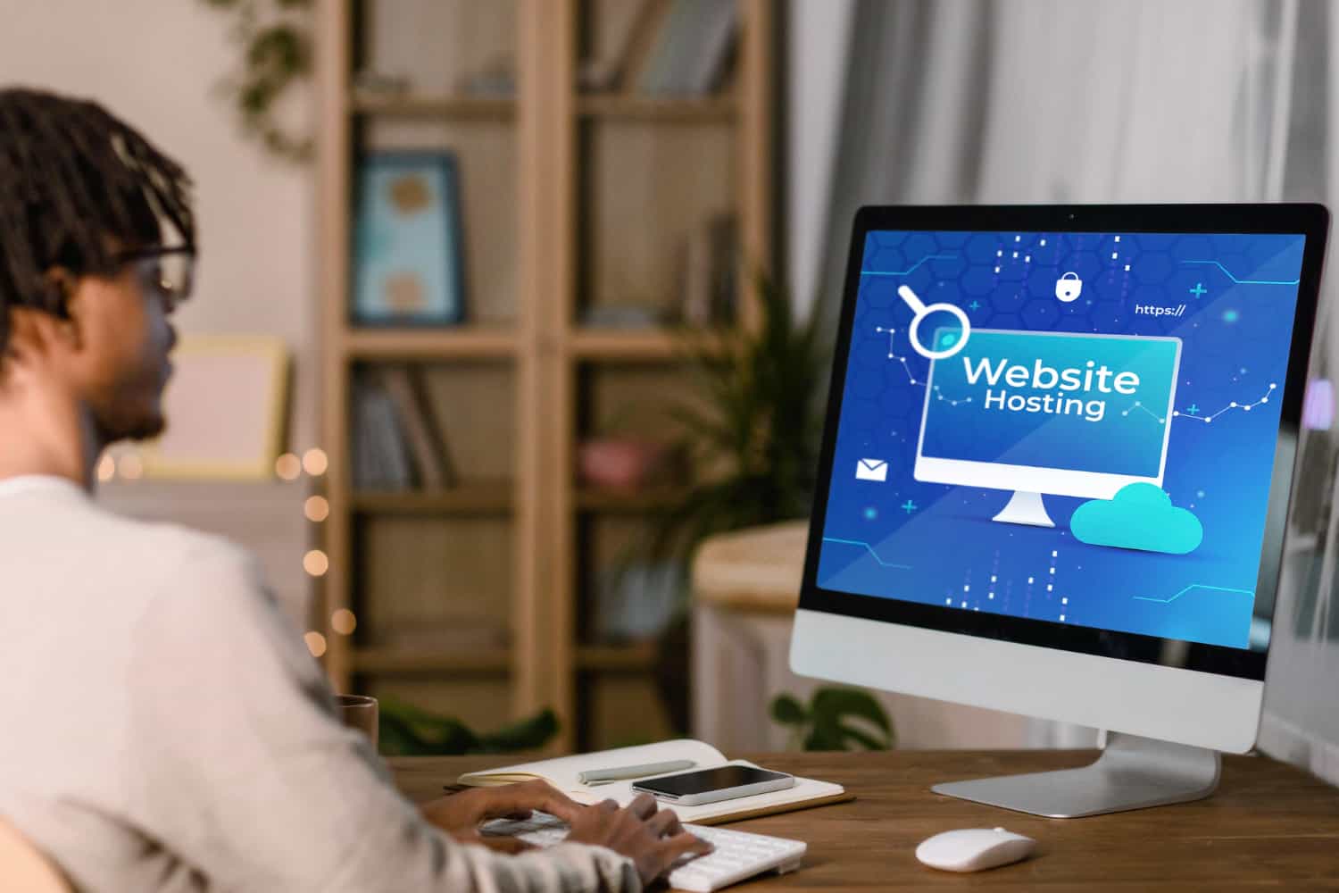 Entrepreneur launching a website using Shopify domains and hosting
